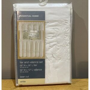 Essential Home‎ by KMart White Window Tiers & Valance Lattice Laser Cut Cottage